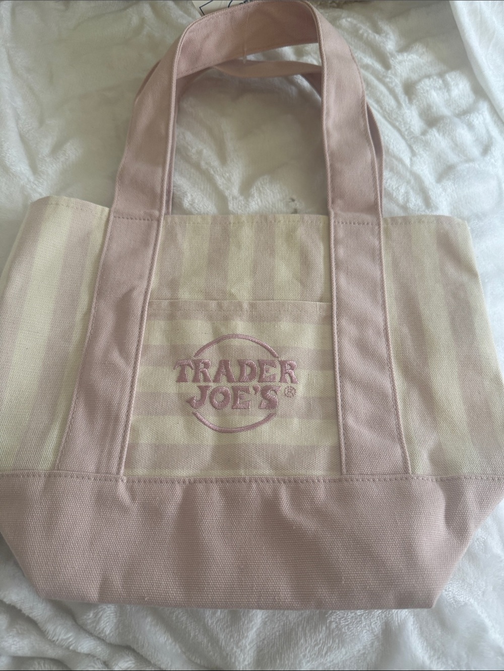 Trader Joe’s Pink Stripe Canvas Tote Bag